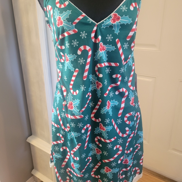 Modcloth Teal Candy Cane Chemise - Picture 1 of 3
